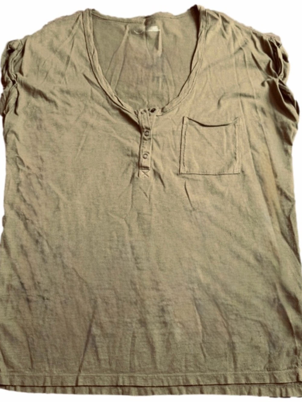 Aerie Olive Green Henley Pocket Tee